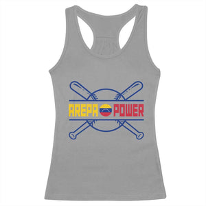 Arepa Power Baseball Crossed Bats Racerback Tank Top Funny Venezuelan Pride Gift for Latino Sports Fans TS02 Sport Gray Print Your Wear