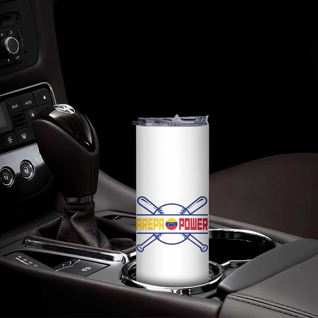 Arepa Power Baseball Crossed Bats Skinny Tumbler Funny Venezuelan Pride Gift for Latino Sports Fans TS02 Print Your Wear