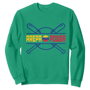 Arepa Power Baseball Crossed Bats Sweatshirt Funny Venezuelan Pride Gift for Latino Sports Fans TS02 Irish Green Print Your Wear