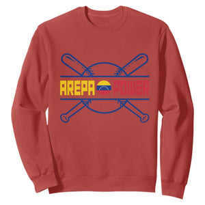 Arepa Power Baseball Crossed Bats Sweatshirt Funny Venezuelan Pride Gift for Latino Sports Fans TS02 Red Print Your Wear