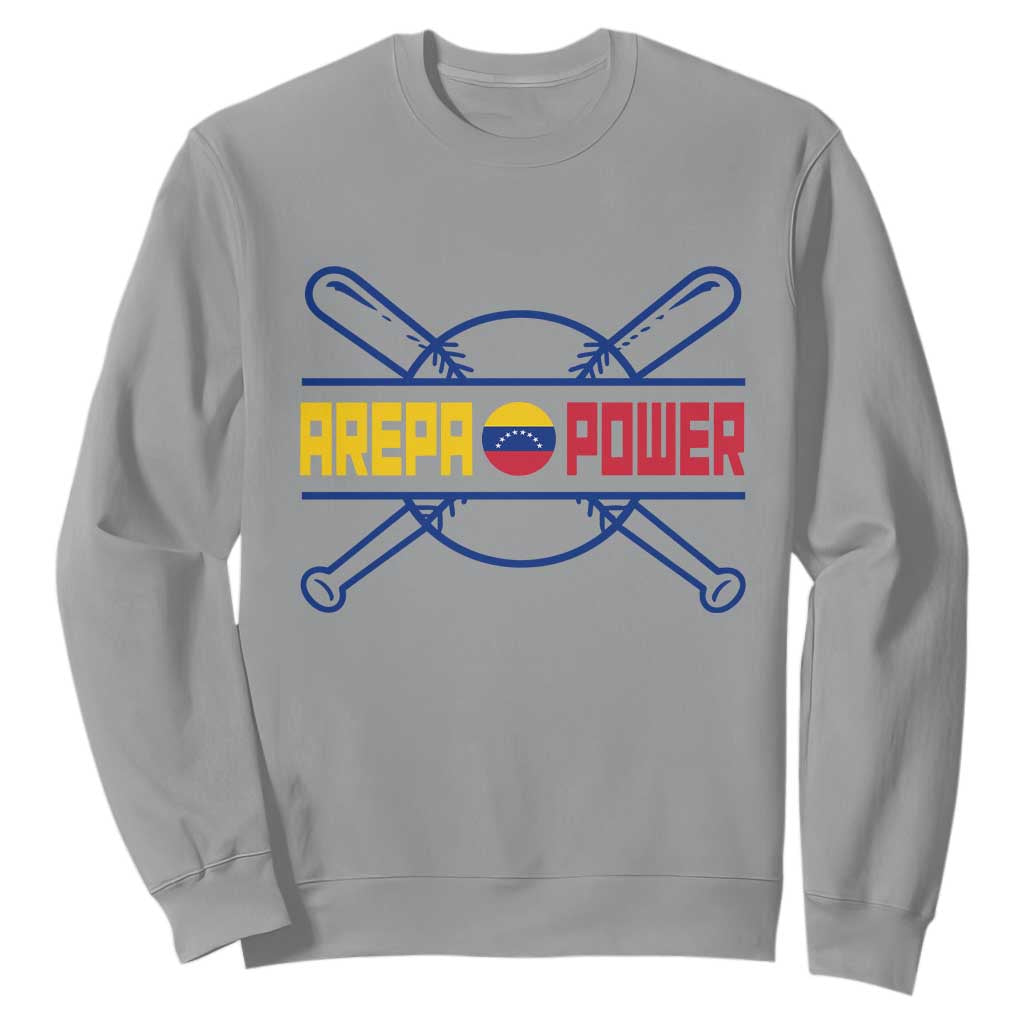 Arepa Power Baseball Crossed Bats Sweatshirt Funny Venezuelan Pride Gift for Latino Sports Fans TS02 Sport Gray Print Your Wear