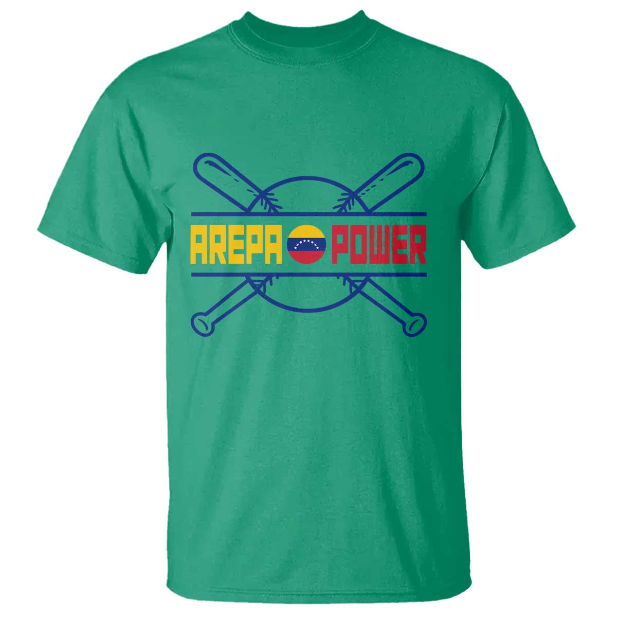 Arepa Power Baseball Crossed Bats T Shirt Funny Venezuelan Pride Gift for Latino Sports Fans TS02 Irish Green Print Your Wear