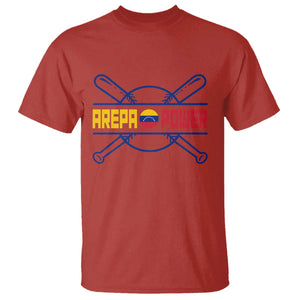Arepa Power Baseball Crossed Bats T Shirt Funny Venezuelan Pride Gift for Latino Sports Fans TS02 Red Print Your Wear