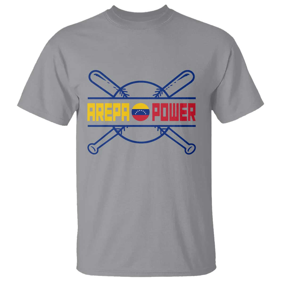 Arepa Power Baseball Crossed Bats T Shirt Funny Venezuelan Pride Gift for Latino Sports Fans TS02 Sport Gray Print Your Wear
