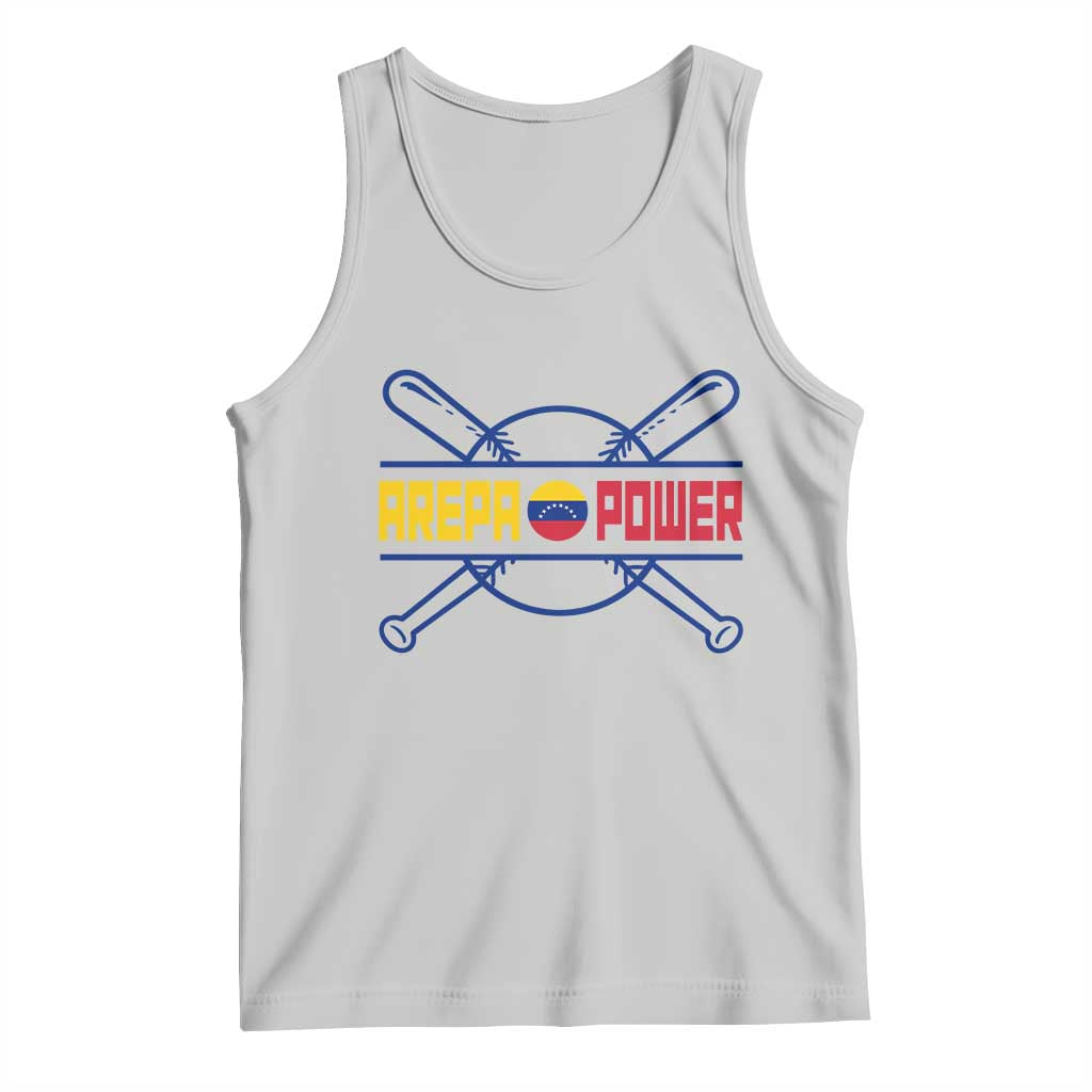 Arepa Power Baseball Crossed Bats Tank Top Funny Venezuelan Pride Gift for Latino Sports Fans TS02 Ash Print Your Wear