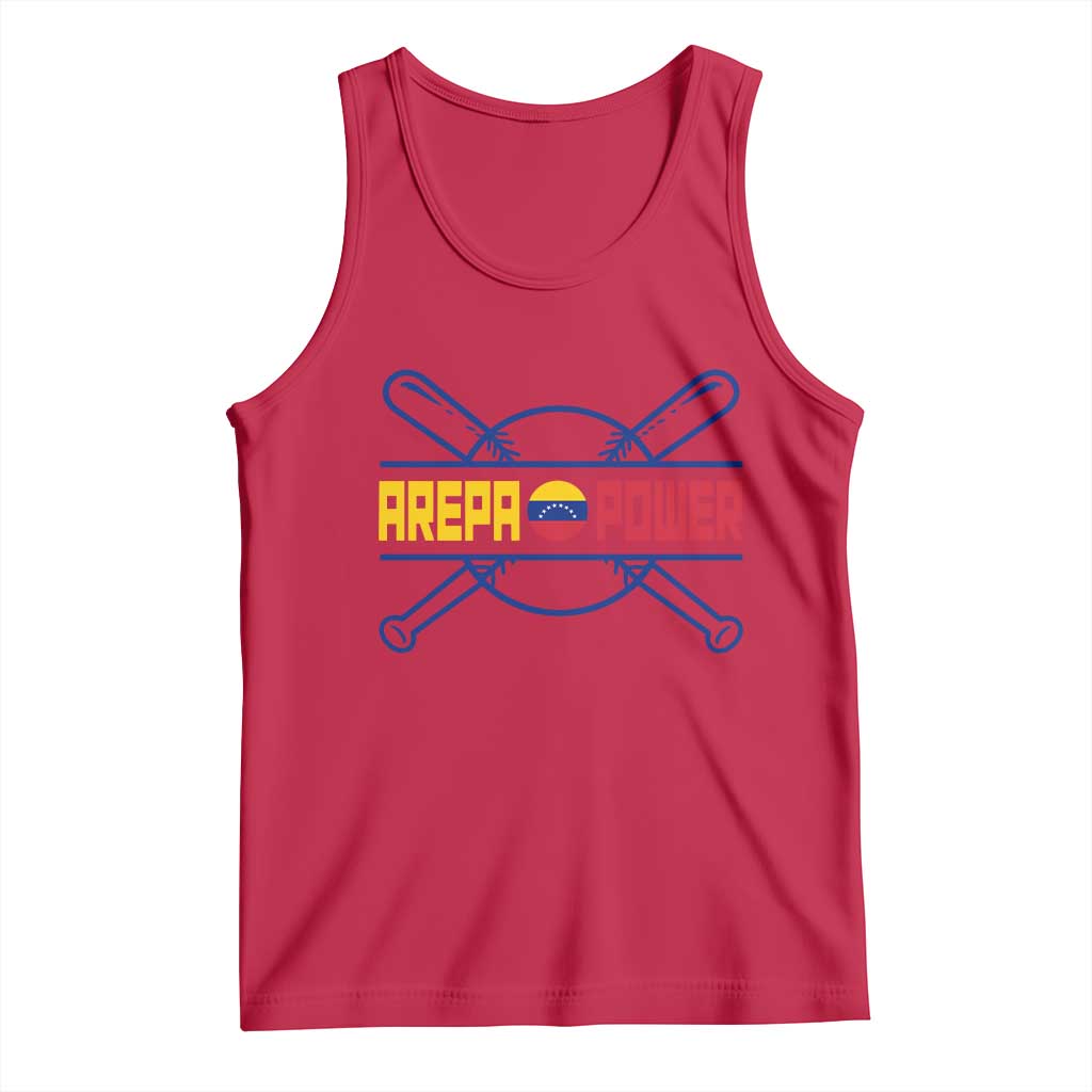 Arepa Power Baseball Crossed Bats Tank Top Funny Venezuelan Pride Gift for Latino Sports Fans TS02 Red Print Your Wear