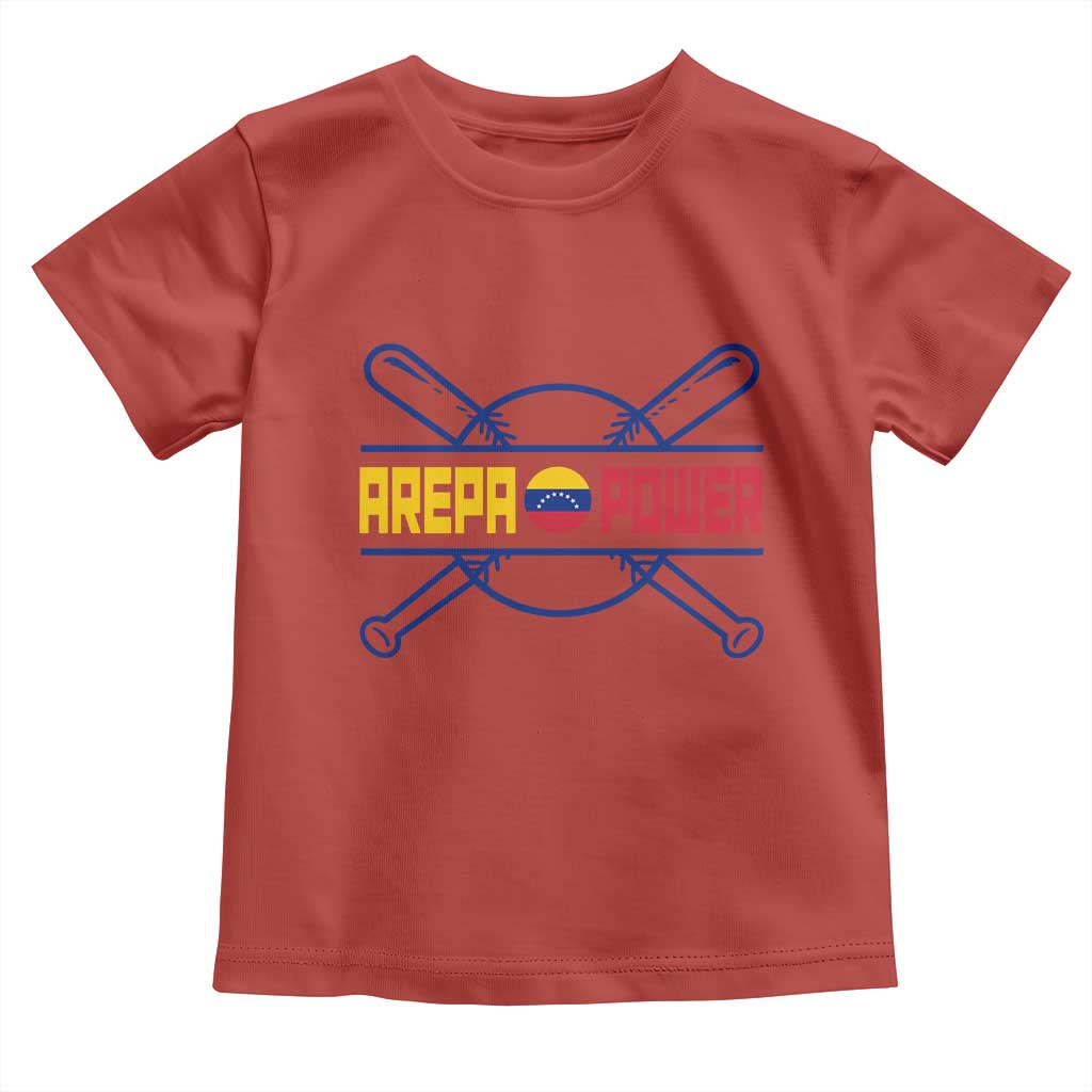 Arepa Power Baseball Crossed Bats Toddler T Shirt Funny Venezuelan Pride Gift for Latino Sports Fans TS02 Red Print Your Wear