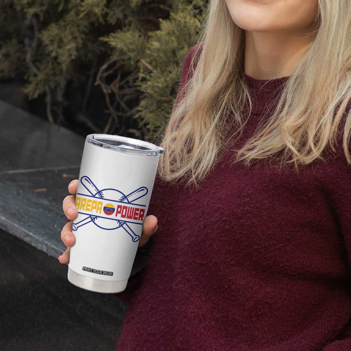 Arepa Power Baseball Crossed Bats Tumbler Cup Funny Venezuelan Pride Gift for Latino Sports Fans TS02 Print Your Wear