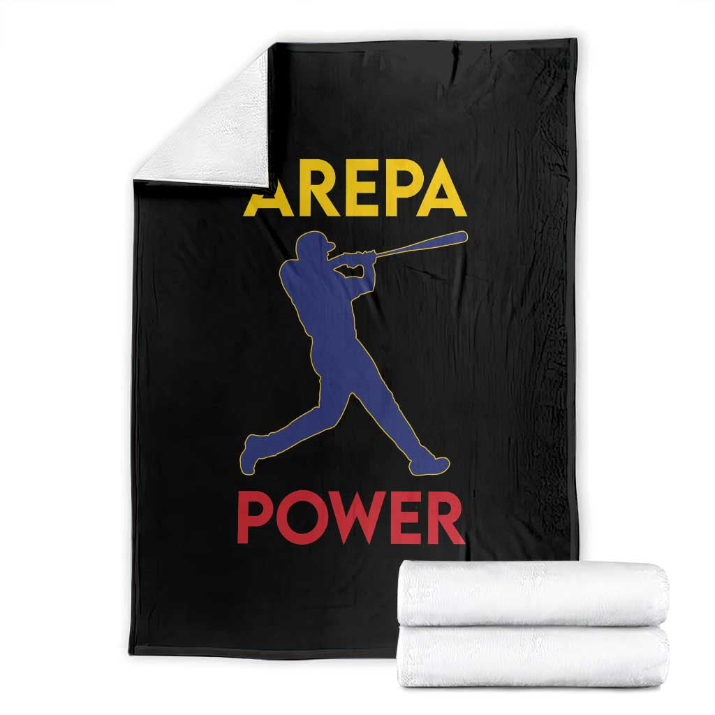 Arepa Power Baseball Batter Silhouette Throw Blanket Venezuelan Pride Beisbol for Baseball Fans TS02 Black Print Your Wear