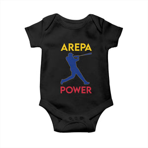 Arepa Power Baseball Batter Silhouette Baby Onesie Venezuelan Pride Beisbol for Baseball Fans TS02 Black Print Your Wear