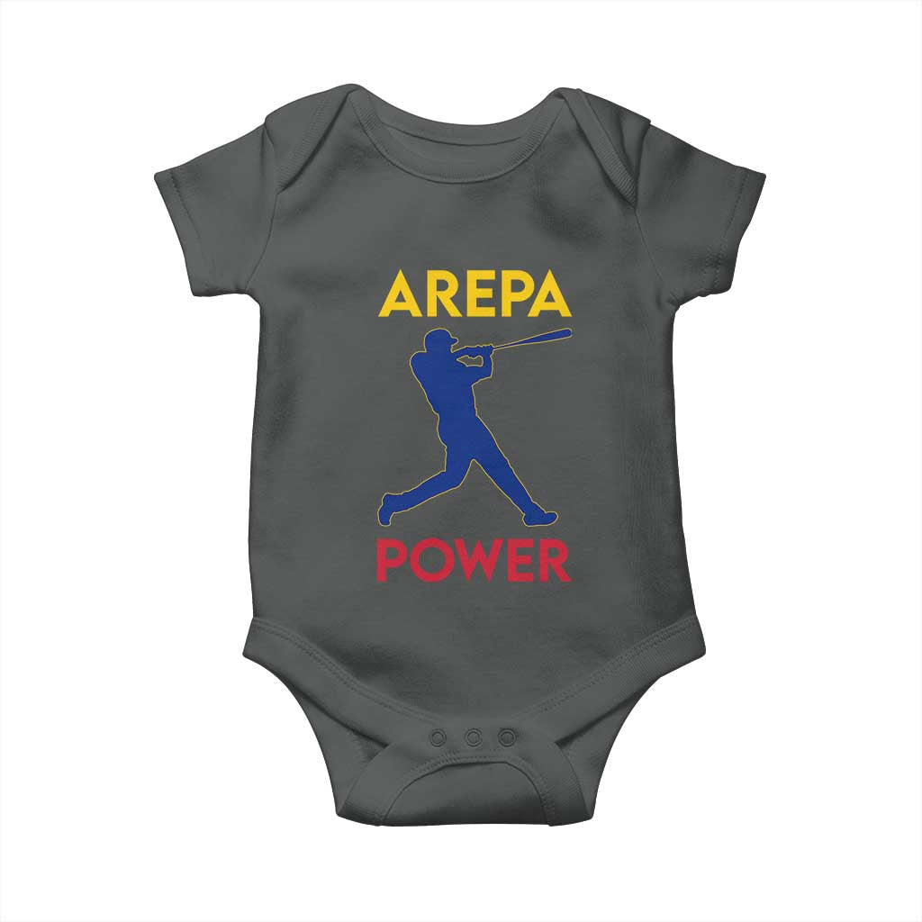 Arepa Power Baseball Batter Silhouette Baby Onesie Venezuelan Pride Beisbol for Baseball Fans TS02 Dark Heather Print Your Wear