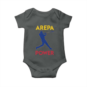Arepa Power Baseball Batter Silhouette Baby Onesie Venezuelan Pride Beisbol for Baseball Fans TS02 Dark Heather Print Your Wear