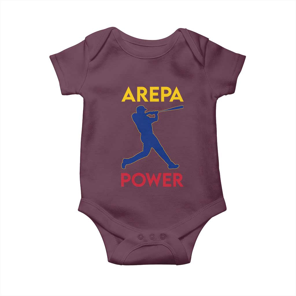 Arepa Power Baseball Batter Silhouette Baby Onesie Venezuelan Pride Beisbol for Baseball Fans TS02 Maroon Print Your Wear