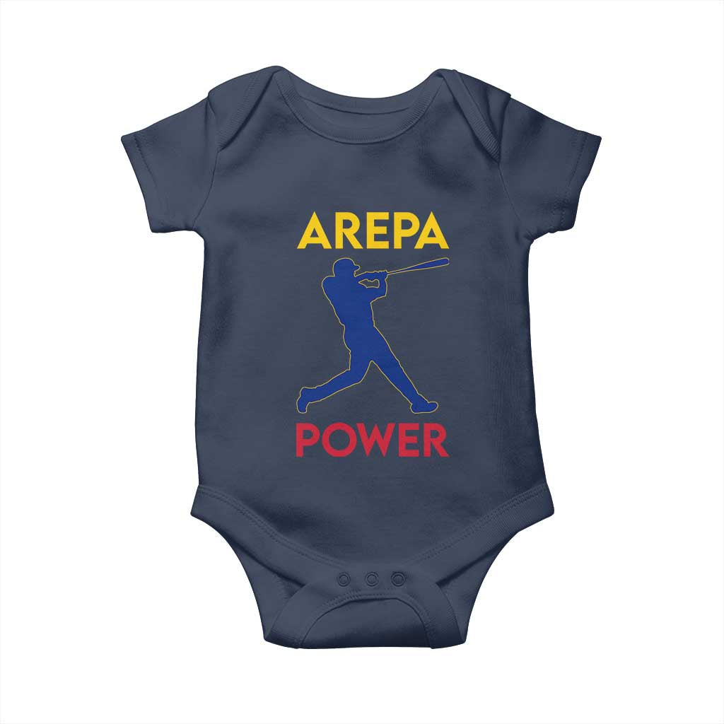 Arepa Power Baseball Batter Silhouette Baby Onesie Venezuelan Pride Beisbol for Baseball Fans TS02 Navy Print Your Wear