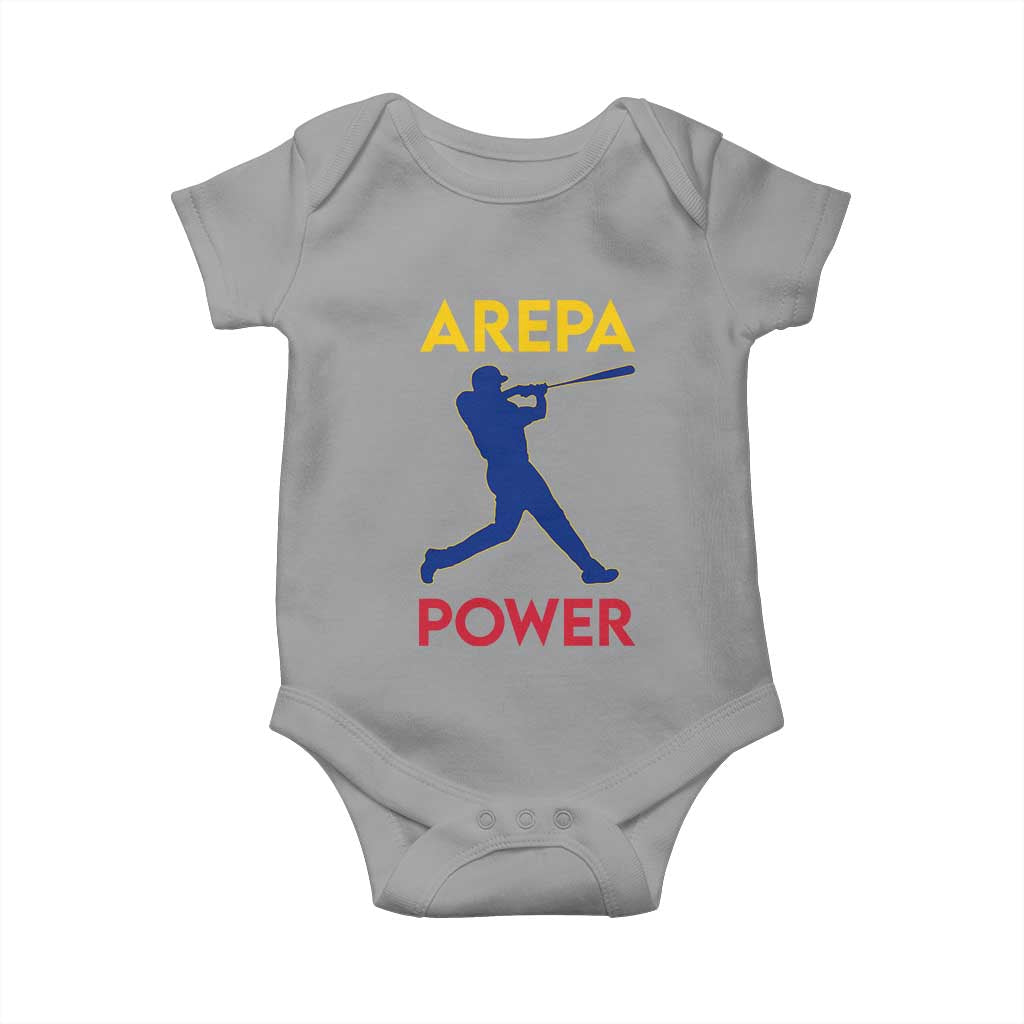 Arepa Power Baseball Batter Silhouette Baby Onesie Venezuelan Pride Beisbol for Baseball Fans TS02 Sport Gray Print Your Wear