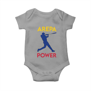 Arepa Power Baseball Batter Silhouette Baby Onesie Venezuelan Pride Beisbol for Baseball Fans TS02 Sport Gray Print Your Wear