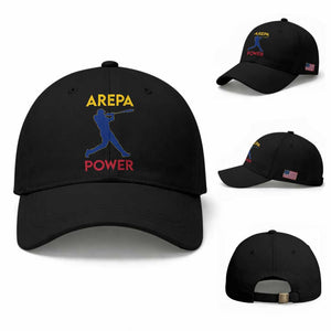 Arepa Power Baseball Batter Silhouette Baseball Cap Venezuelan Pride Beisbol for Baseball Fans TS02 Baseball Cap Universal Fit Black Print Your Wear