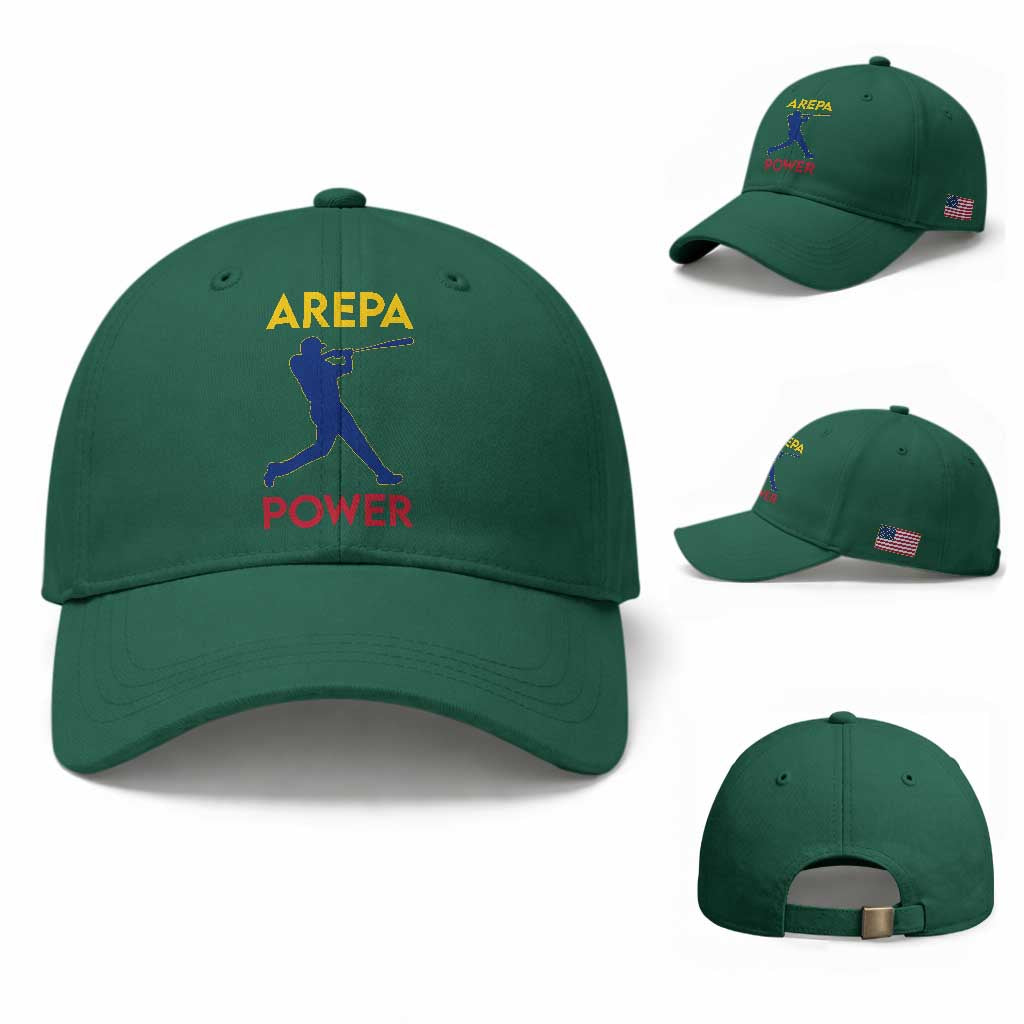 Arepa Power Baseball Batter Silhouette Baseball Cap Venezuelan Pride Beisbol for Baseball Fans TS02 Baseball Cap Universal Fit Irish Green Print Your Wear