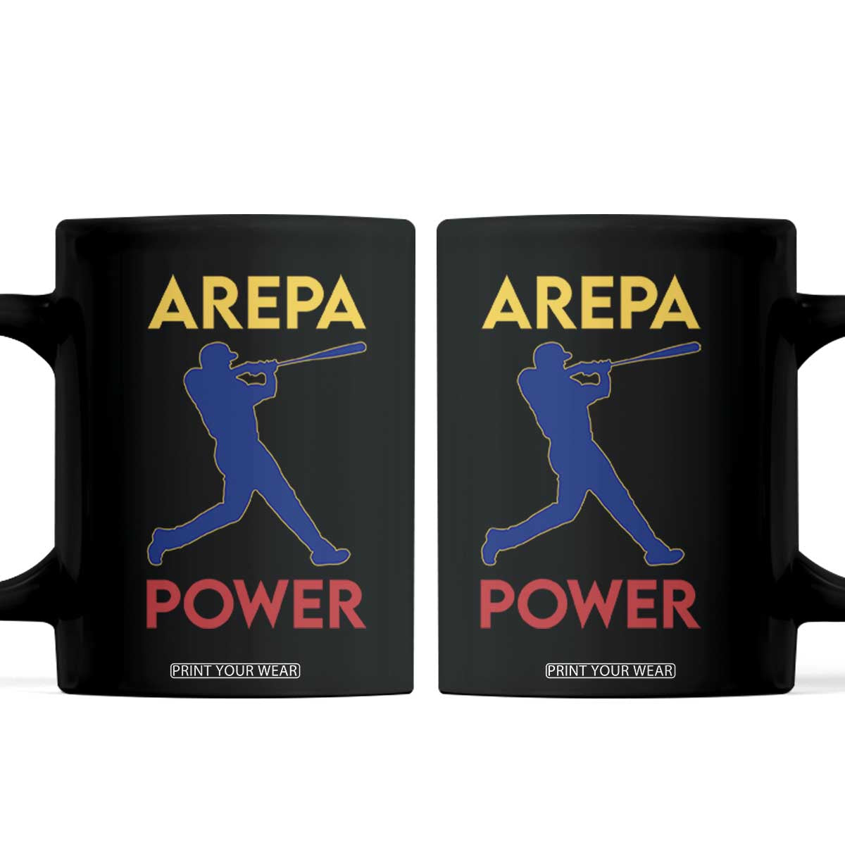 Arepa Power Baseball Batter Silhouette Coffee Mug Venezuelan Pride Beisbol for Baseball Fans TS02 Black Print Your Wear