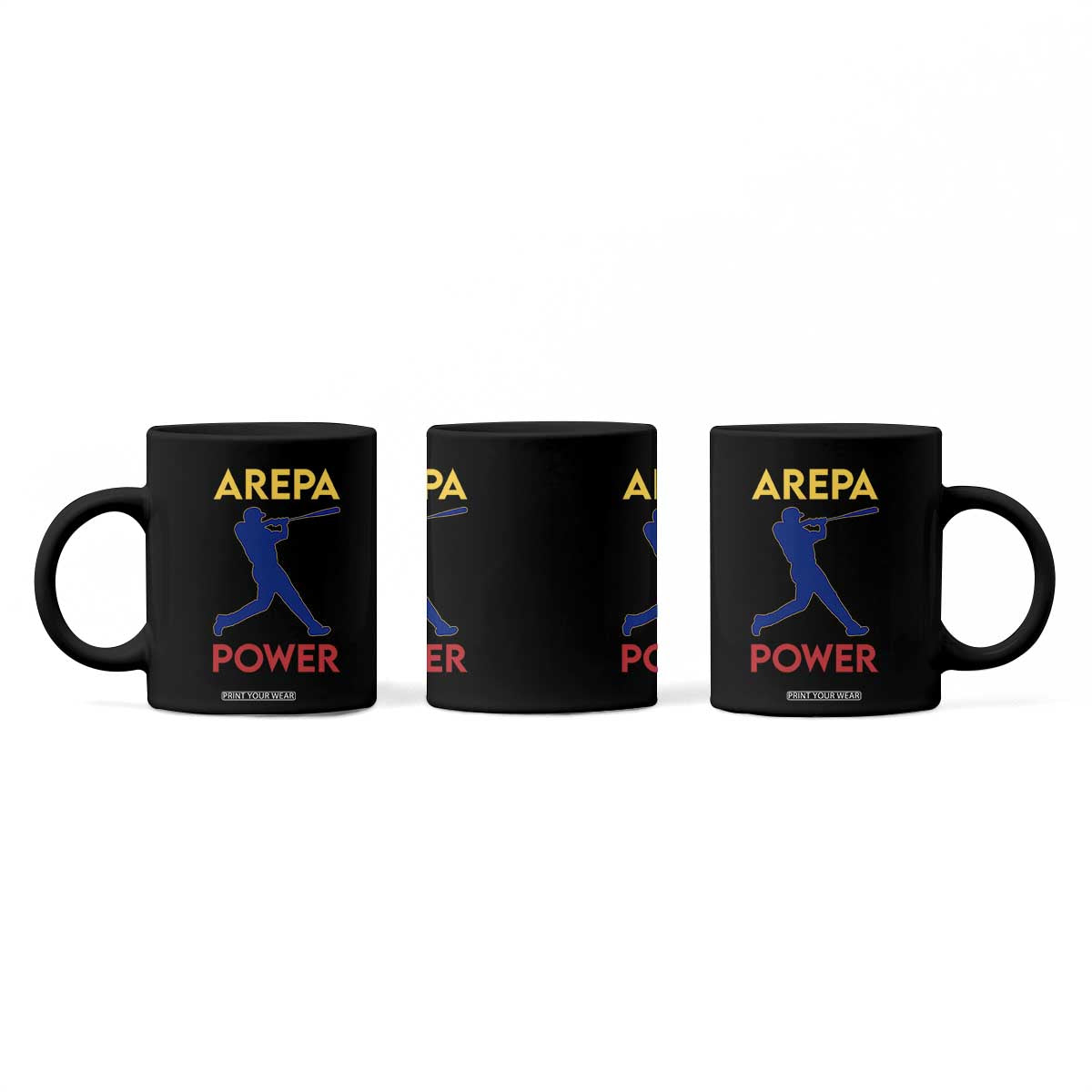 Arepa Power Baseball Batter Silhouette Coffee Mug Venezuelan Pride Beisbol for Baseball Fans TS02 Print Your Wear