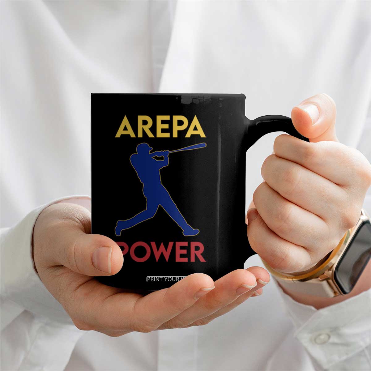 Arepa Power Baseball Batter Silhouette Coffee Mug Venezuelan Pride Beisbol for Baseball Fans TS02 Print Your Wear