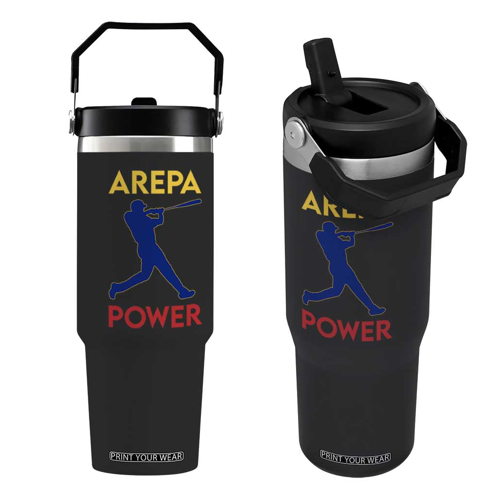 Arepa Power Baseball Batter Silhouette Flip Straw Tumbler Venezuelan Pride Beisbol for Baseball Fans TS02 One Size: 30 oz Black Print Your Wear