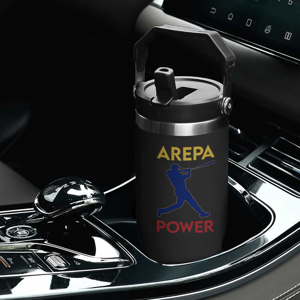 Arepa Power Baseball Batter Silhouette Flip Straw Tumbler Venezuelan Pride Beisbol for Baseball Fans TS02 Print Your Wear