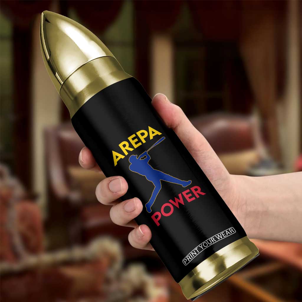 Arepa Power Baseball Batter Silhouette Bullet Tumbler Venezuelan Pride Beisbol for Baseball Fans TS02 Print Your Wear