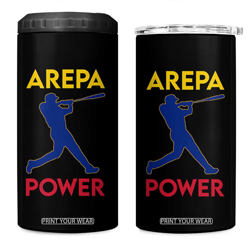 Arepa Power Baseball Batter Silhouette 4 in 1 Can Cooler Tumbler Venezuelan Pride Beisbol for Baseball Fans TS02 One Size: 16 oz Black Print Your Wear