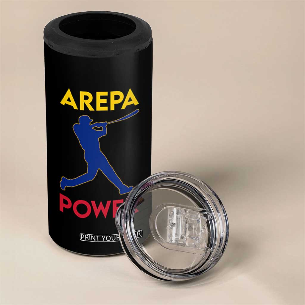 Arepa Power Baseball Batter Silhouette 4 in 1 Can Cooler Tumbler Venezuelan Pride Beisbol for Baseball Fans TS02 Print Your Wear