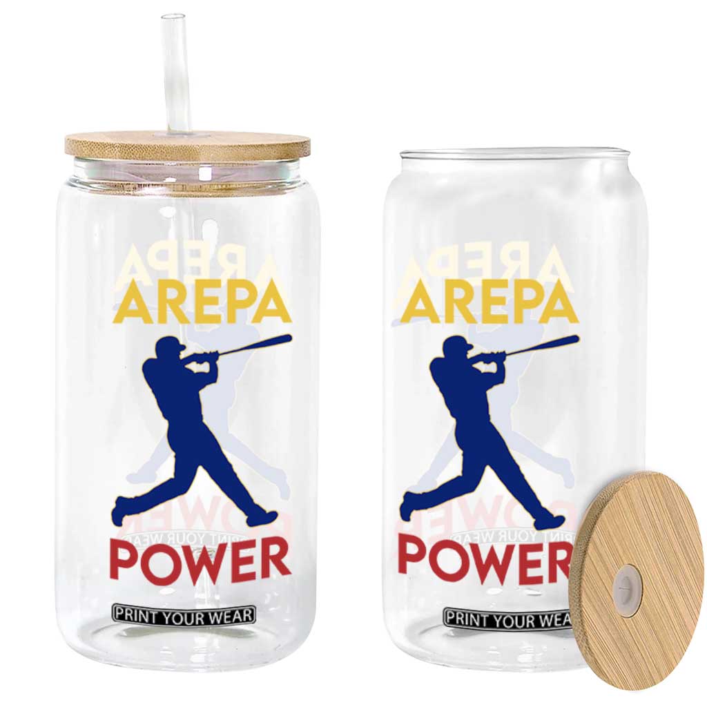 Arepa Power Baseball Batter Silhouette Glass Can Venezuelan Pride Beisbol for Baseball Fans TS02 Print Your Wear