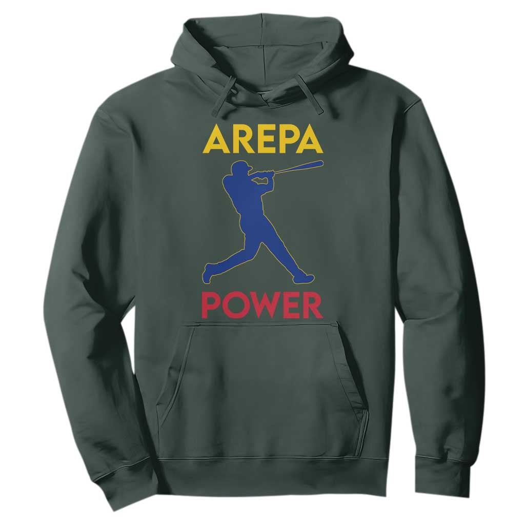 Arepa Power Baseball Batter Silhouette Hoodie Venezuelan Pride Beisbol for Baseball Fans TS02 Dark Forest Green Print Your Wear