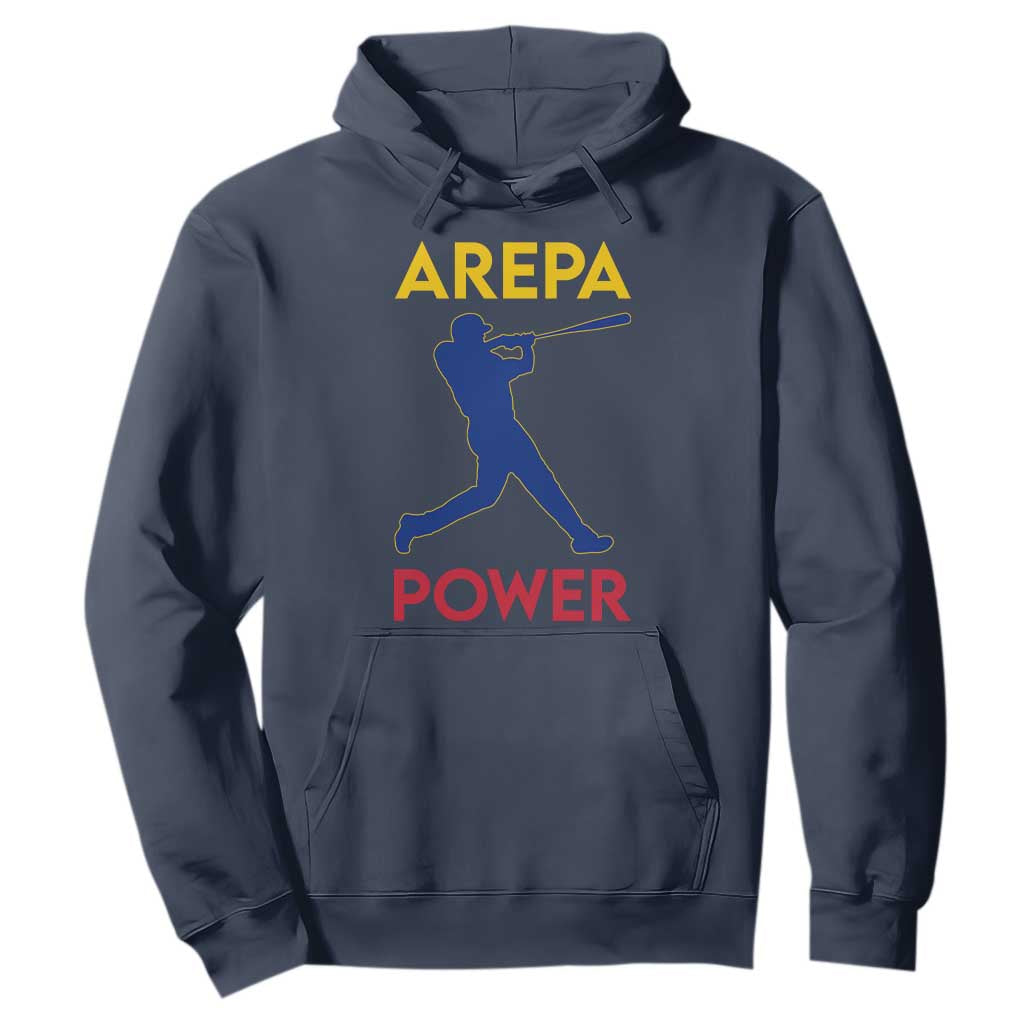 Arepa Power Baseball Batter Silhouette Hoodie Venezuelan Pride Beisbol for Baseball Fans TS02 Navy Print Your Wear