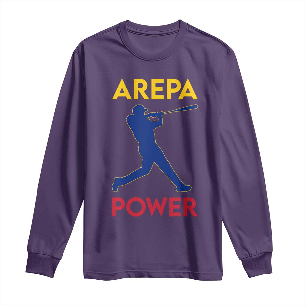 Arepa Power Baseball Batter Silhouette Long Sleeve Shirt Venezuelan Pride Beisbol for Baseball Fans TS02 Purple Print Your Wear