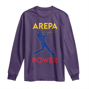 Arepa Power Baseball Batter Silhouette Long Sleeve Shirt Venezuelan Pride Beisbol for Baseball Fans TS02 Purple Print Your Wear