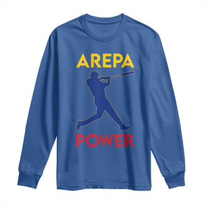 Arepa Power Baseball Batter Silhouette Long Sleeve Shirt Venezuelan Pride Beisbol for Baseball Fans TS02 Royal Blue Print Your Wear