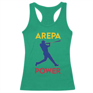 Arepa Power Baseball Batter Silhouette Racerback Tank Top Venezuelan Pride Beisbol for Baseball Fans TS02 Irish Green Print Your Wear
