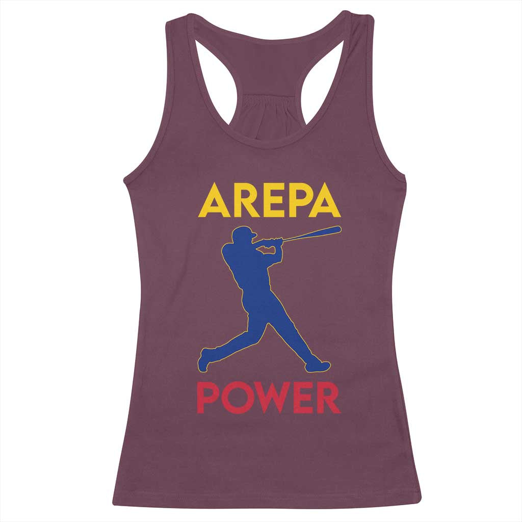 Arepa Power Baseball Batter Silhouette Racerback Tank Top Venezuelan Pride Beisbol for Baseball Fans TS02 Maroon Print Your Wear