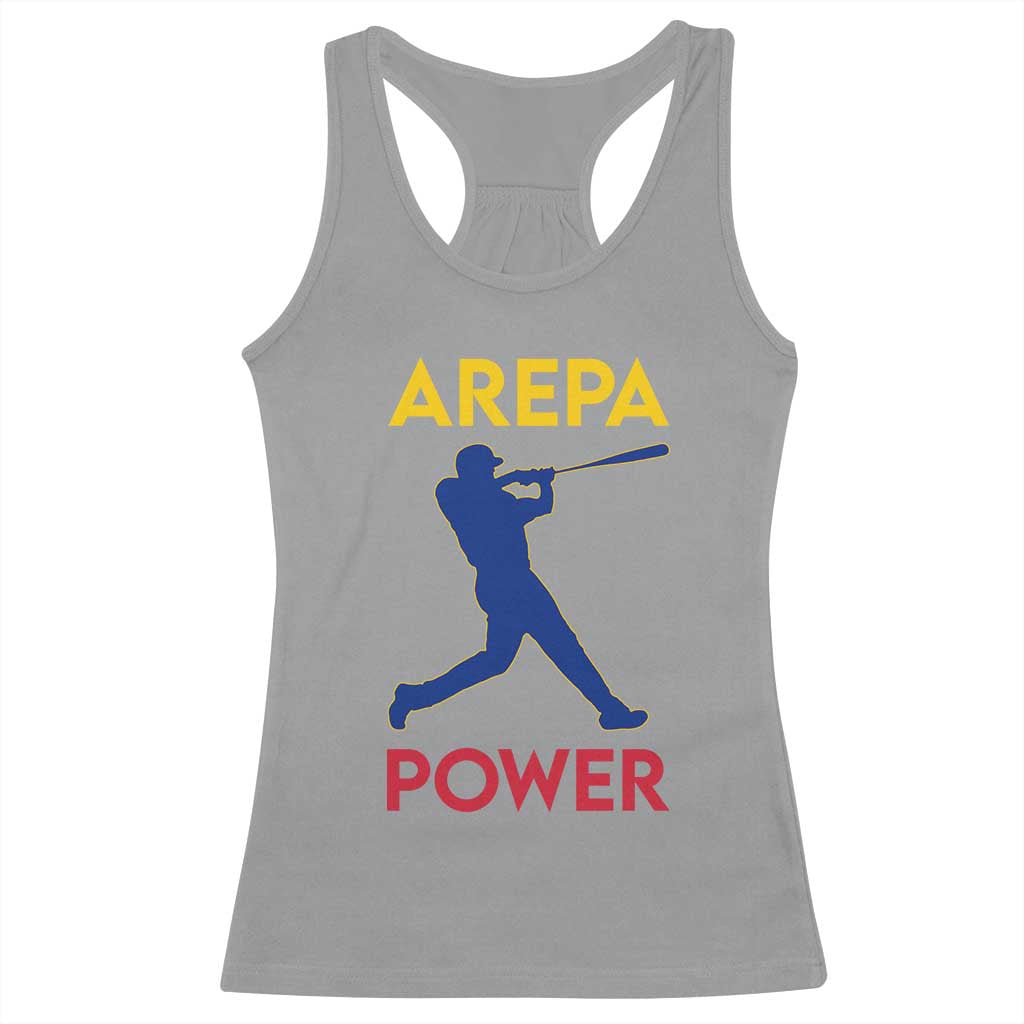 Arepa Power Baseball Batter Silhouette Racerback Tank Top Venezuelan Pride Beisbol for Baseball Fans TS02 Sport Gray Print Your Wear