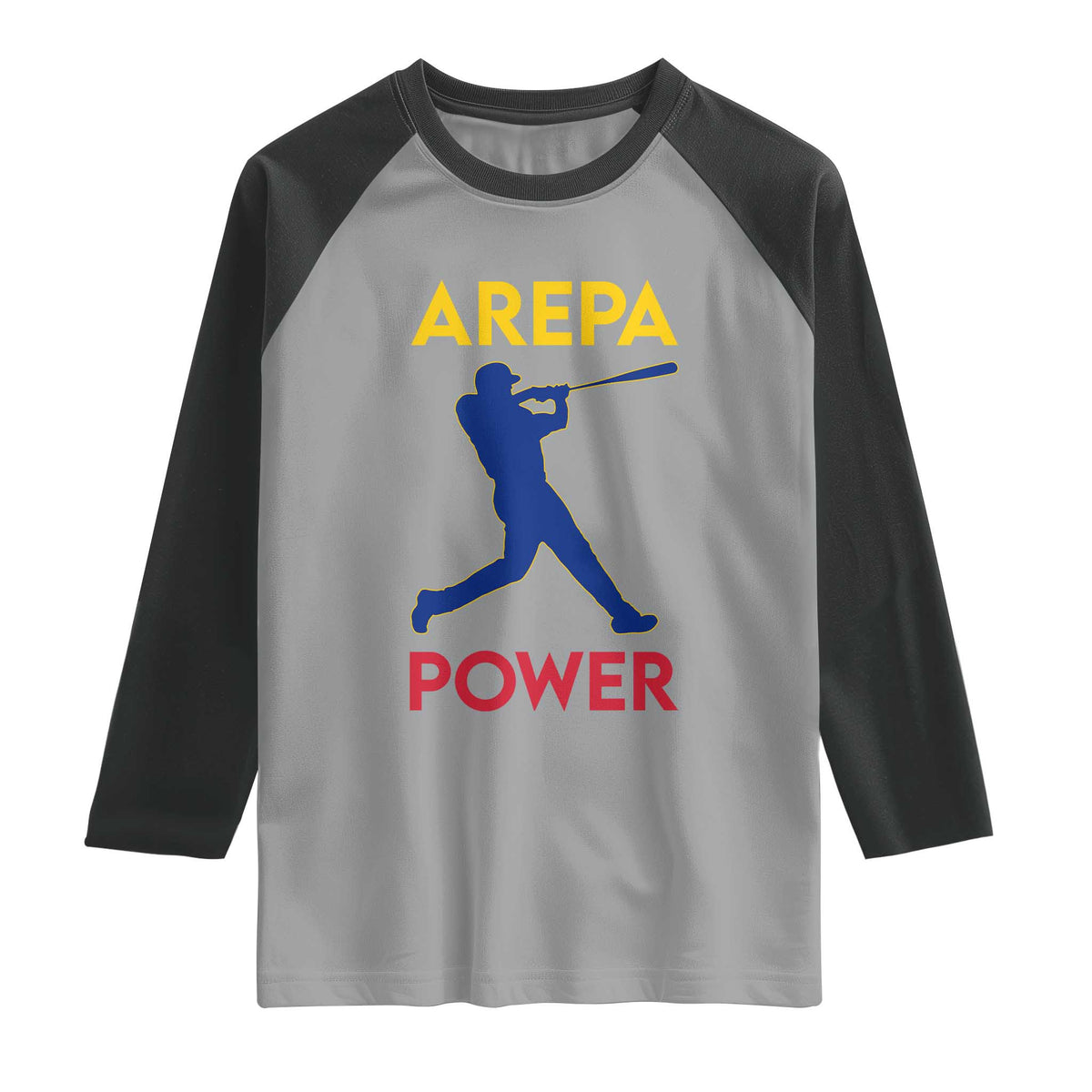 Arepa Power Baseball Batter Silhouette Raglan Shirt Venezuelan Pride Beisbol for Baseball Fans TS02 Sport Gray Black Print Your Wear