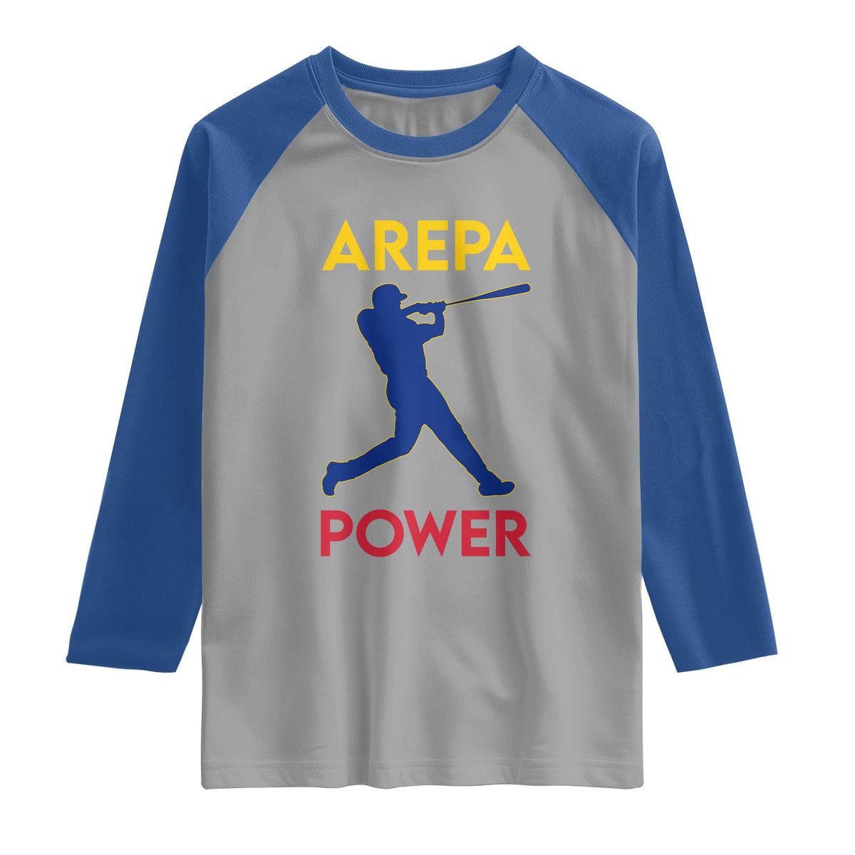 Arepa Power Baseball Batter Silhouette Raglan Shirt Venezuelan Pride Beisbol for Baseball Fans TS02 Sport Gray Royal Print Your Wear