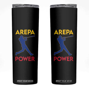 Arepa Power Baseball Batter Silhouette Skinny Tumbler Venezuelan Pride Beisbol for Baseball Fans TS02 Black Print Your Wear
