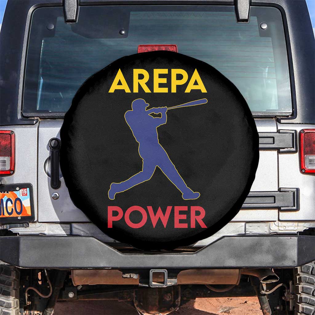 Arepa Power Baseball Batter Silhouette Spare Tire Cover Venezuelan Pride Beisbol for Baseball Fans TS02 No hole Black Print Your Wear