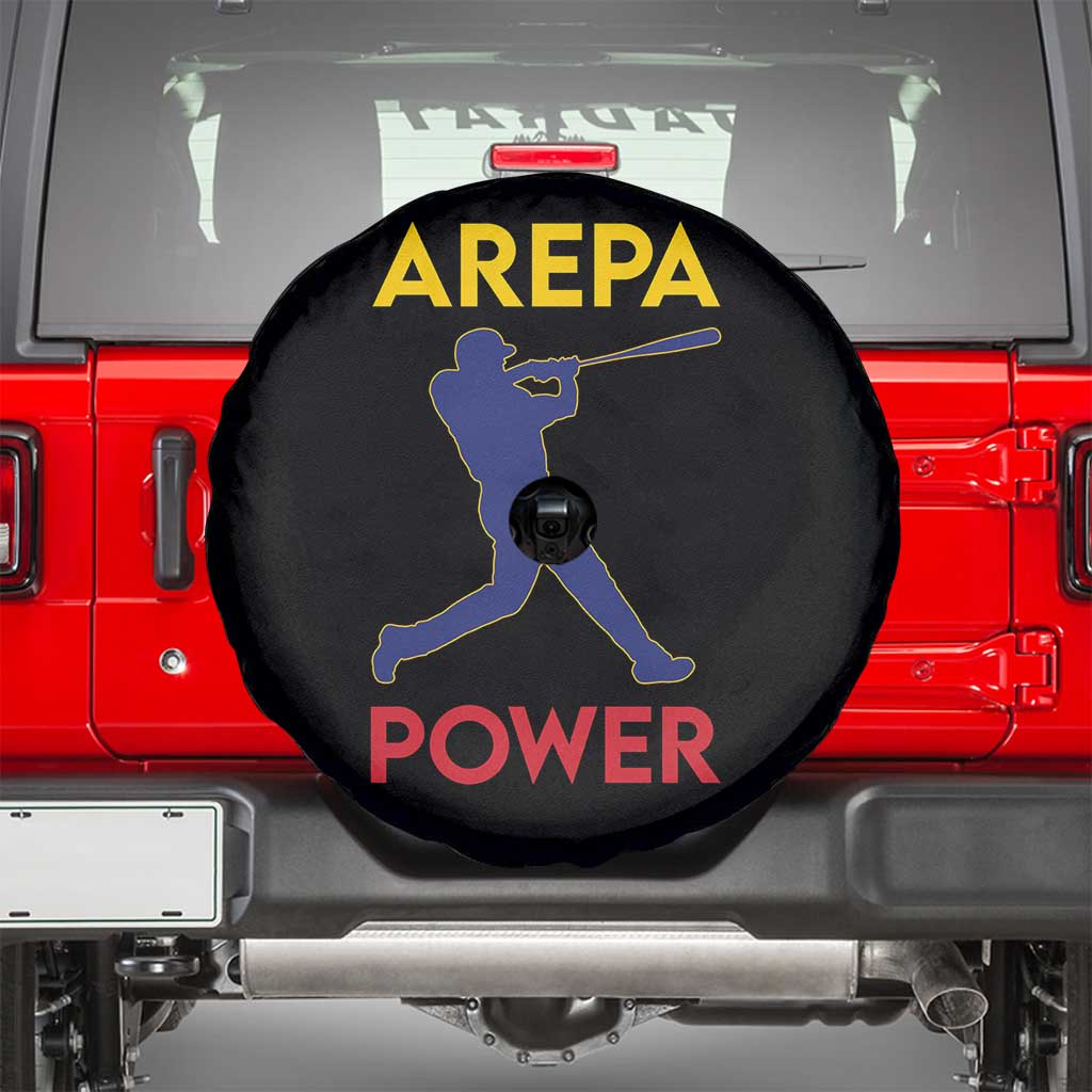 Arepa Power Baseball Batter Silhouette Spare Tire Cover Venezuelan Pride Beisbol for Baseball Fans TS02 Black Print Your Wear