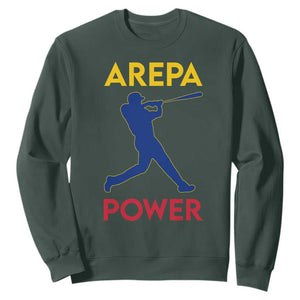 Arepa Power Baseball Batter Silhouette Sweatshirt Venezuelan Pride Beisbol for Baseball Fans TS02 Dark Forest Green Print Your Wear