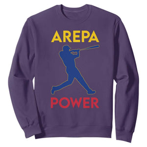 Arepa Power Baseball Batter Silhouette Sweatshirt Venezuelan Pride Beisbol for Baseball Fans TS02 Purple Print Your Wear