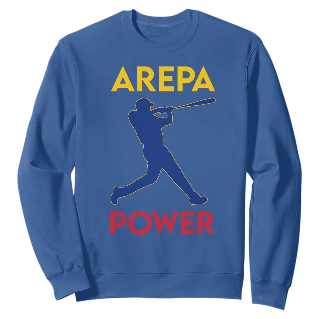 Arepa Power Baseball Batter Silhouette Sweatshirt Venezuelan Pride Beisbol for Baseball Fans TS02 Royal Blue Print Your Wear