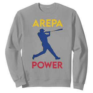 Arepa Power Baseball Batter Silhouette Sweatshirt Venezuelan Pride Beisbol for Baseball Fans TS02 Sport Gray Print Your Wear