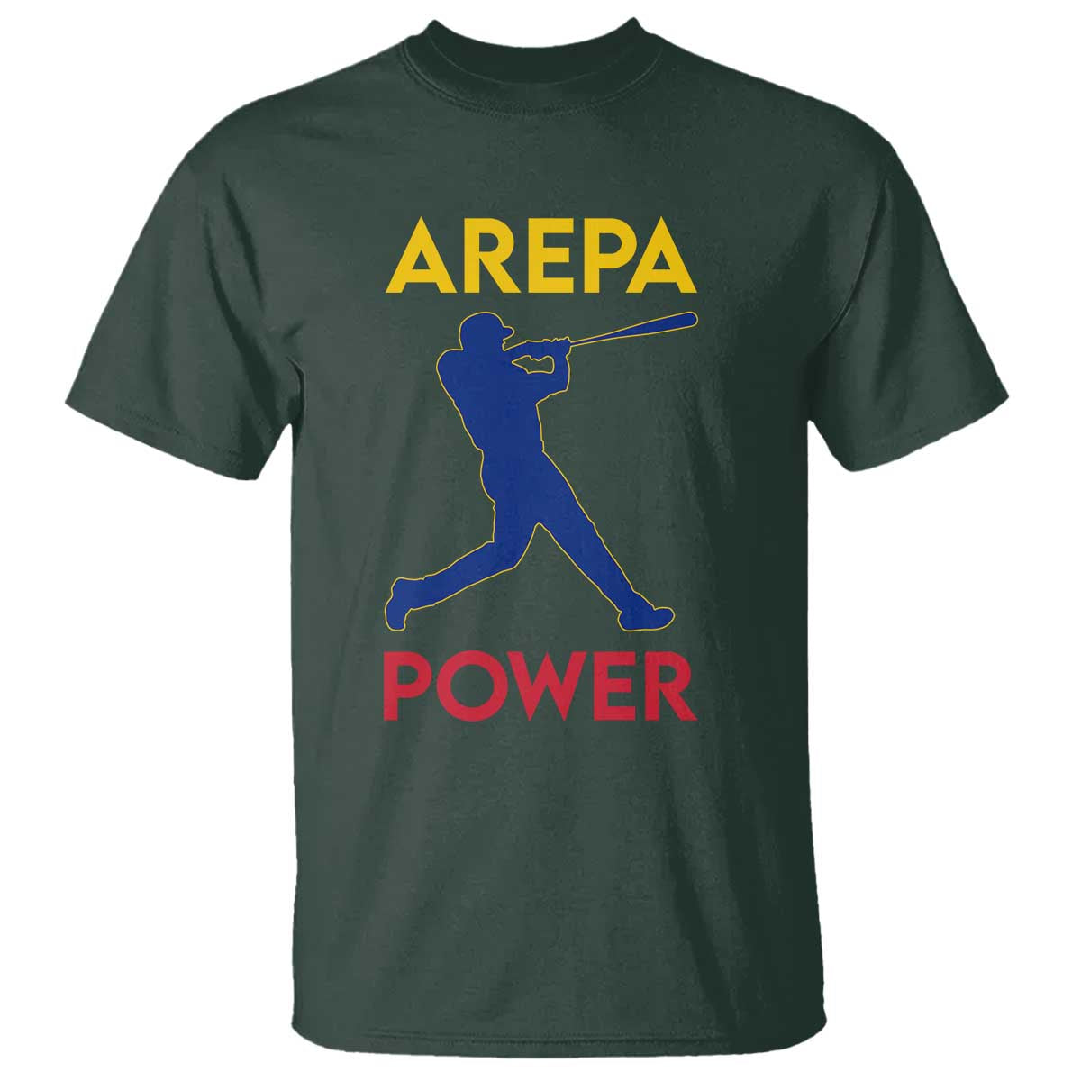 Arepa Power Baseball Batter Silhouette T Shirt Venezuelan Pride Beisbol for Baseball Fans TS02 Dark Forest Green Print Your Wear