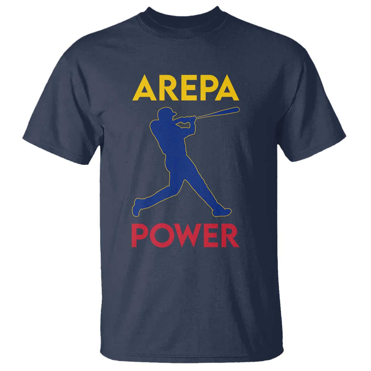 Arepa Power Baseball Batter Silhouette T Shirt Venezuelan Pride Beisbol for Baseball Fans TS02 Navy Print Your Wear